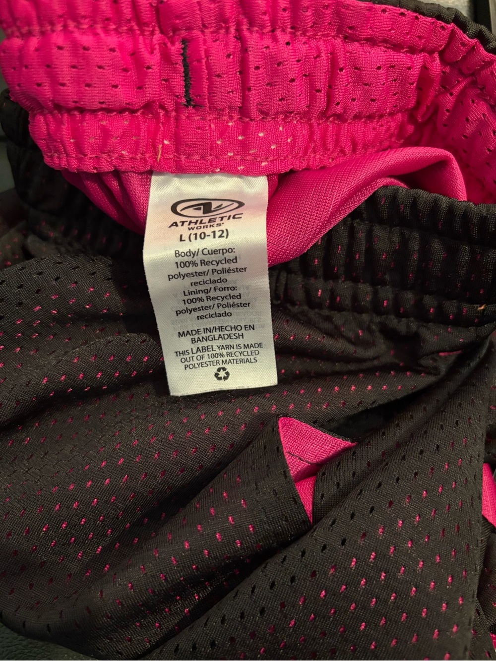 Athletic Works Black with Hot Pink Lined Mesh Shorts
